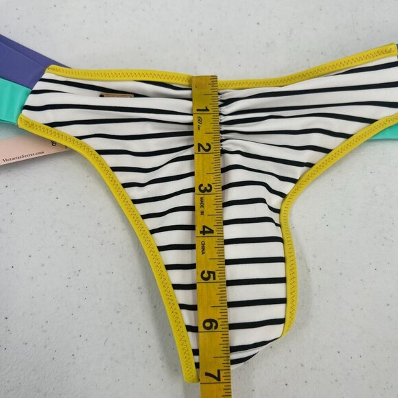 Victoria's Secret 32C/S Hottie Itsy Bikini Set Stripe Push-Up Neon Colorblock - Picture 8 of 15
